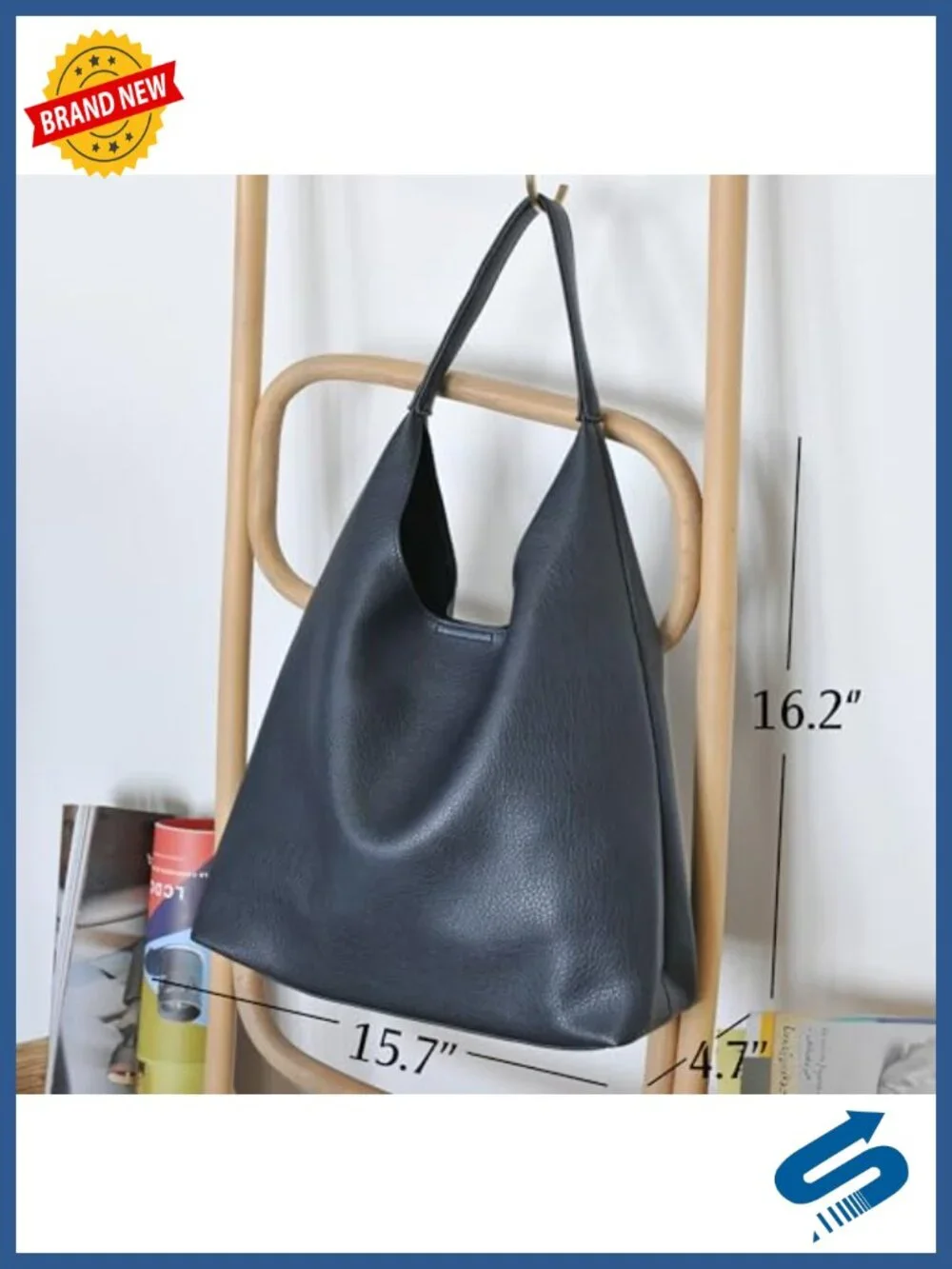 Soft Vegan Leather Slouchy Hobo Bag Tote Shoulder Handbag